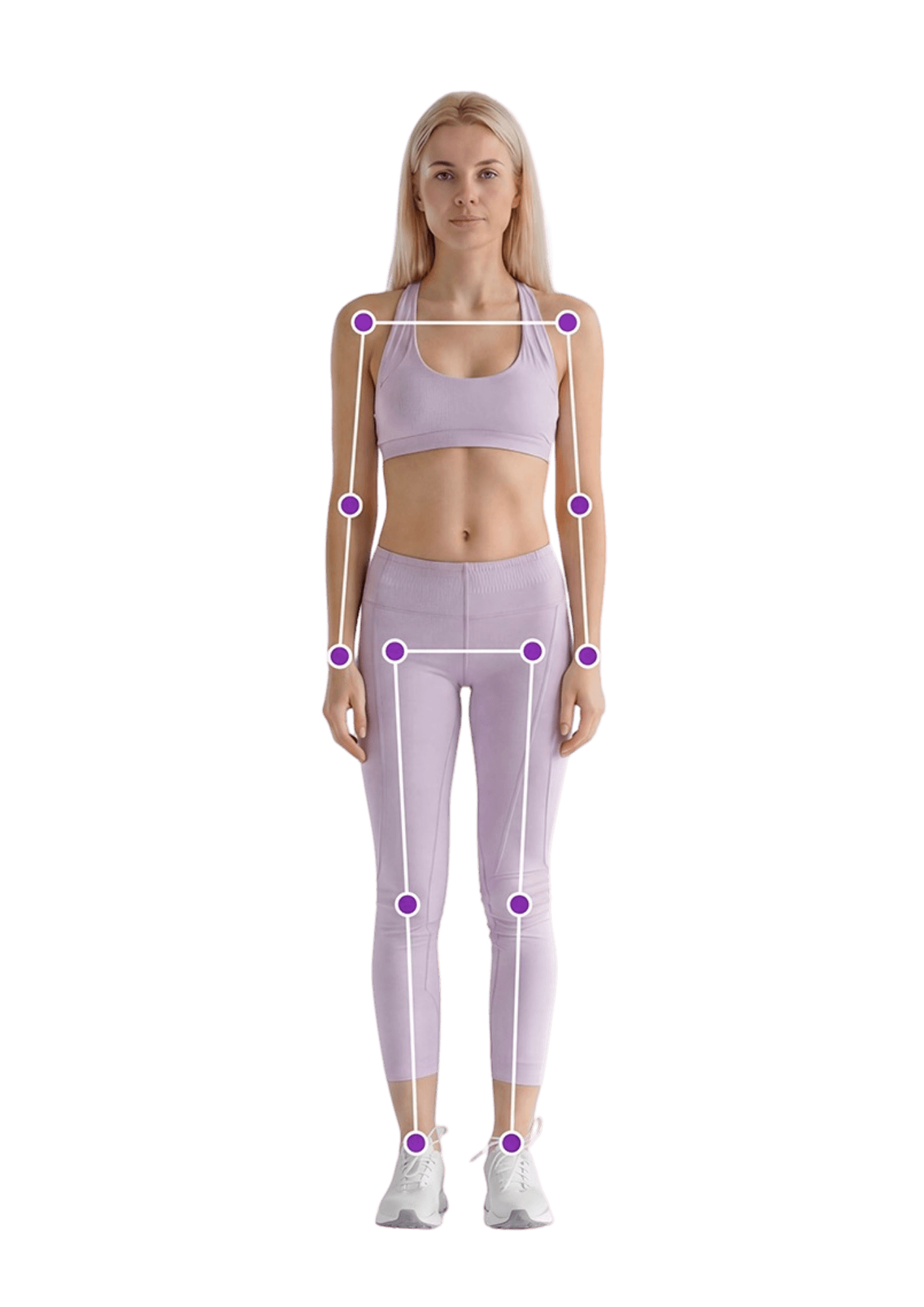 Body after posture analysis with landmarks